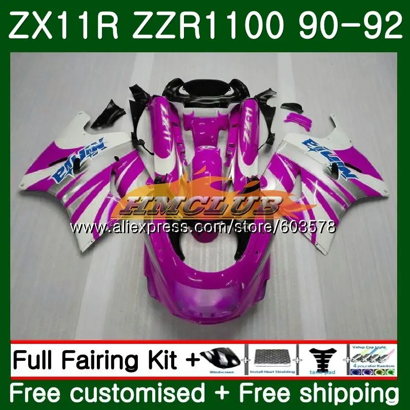 

Body For KAWASAKI NINJA ZX-11R ZZR 1100 ZX 11R 1990 1991 1992 28CL.68 ZZR1100 ZX11 ZX-11 R ZX-11R 90 91 92 Top Pink Rose Fairing