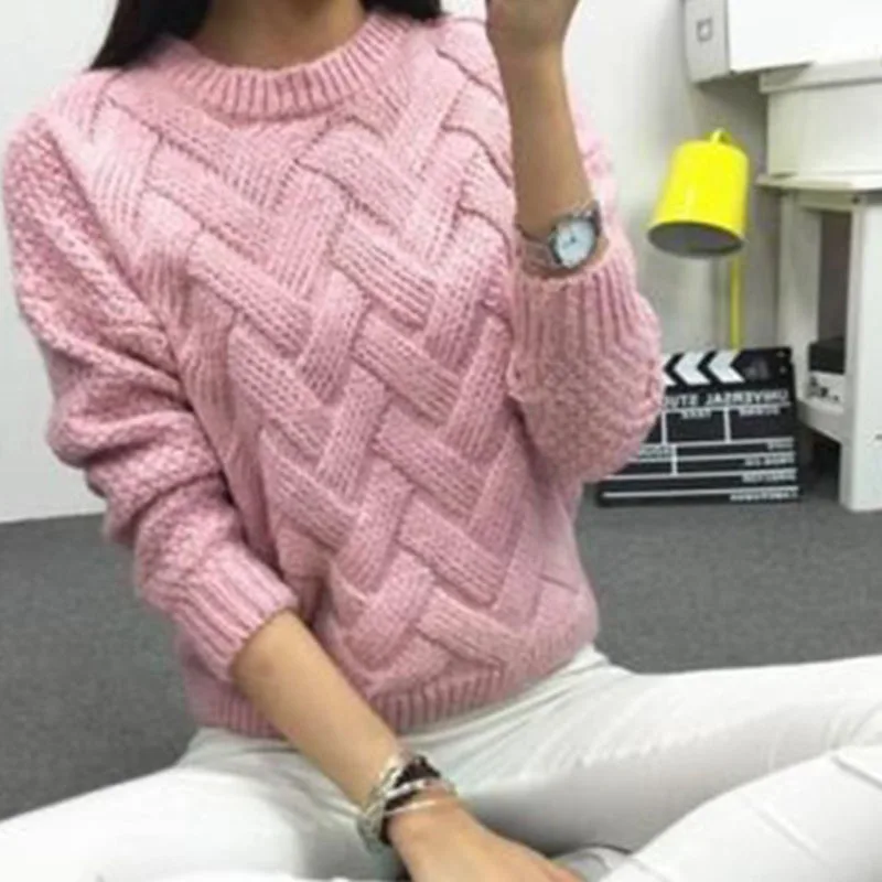 2018 винтажный женский свитер Новый Модный пуловер с круглым вырезом Зимний