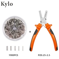 0 25 2 5mm 1900pcs 5 size cable wire portable terminal with hand ferrules crimper plier crimp tool kit set awg 10 23