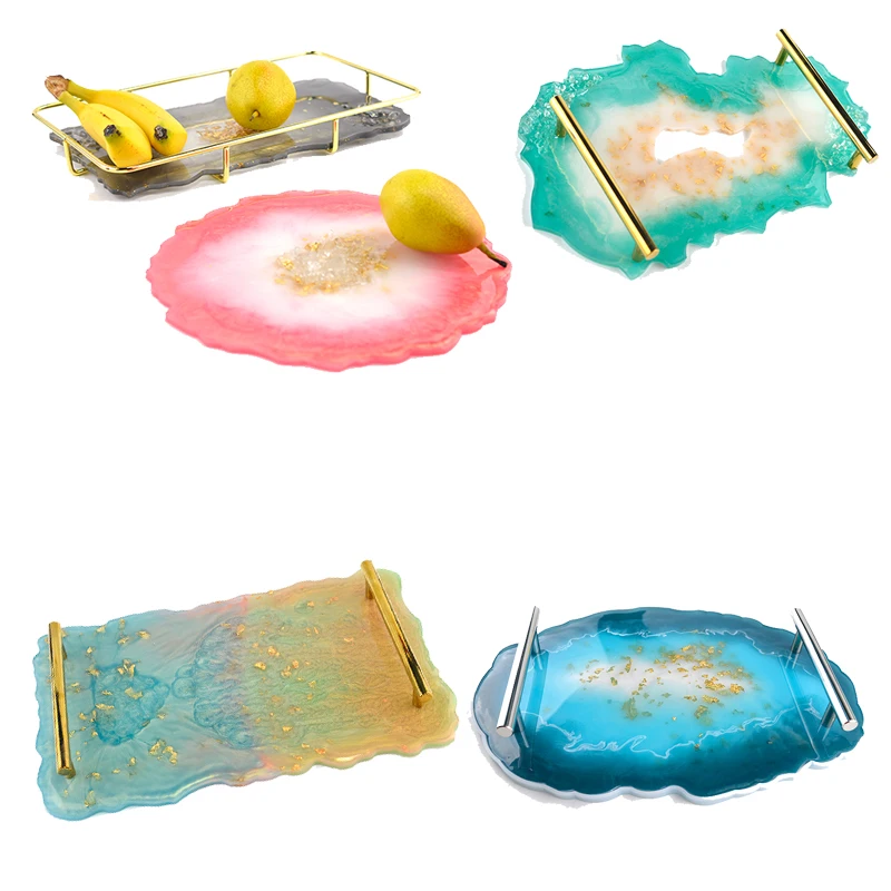 4Pcs Irregular Geode Silicone Mold Tray Mold DIY Fruit Tray Epoxy Resin Mold Coaster Mold  Jewelry Crafts