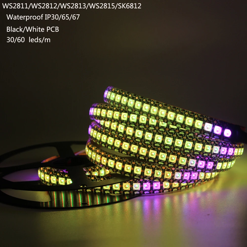 Лента светодиодная WS2812B SK6812 RGBW WS2811 WS2813 WS2815 30/60 светодиодов/м RGB индивидуально