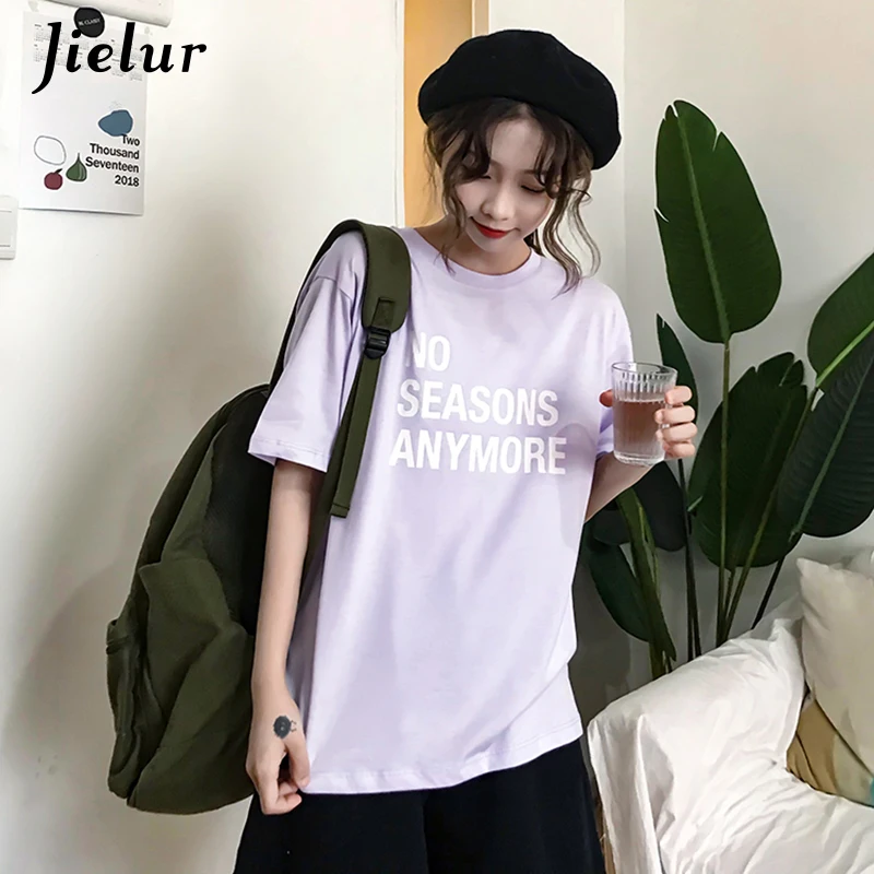 Jielur футболка с короткими рукавами для женщин новинка 2019 Харадзюку корейский