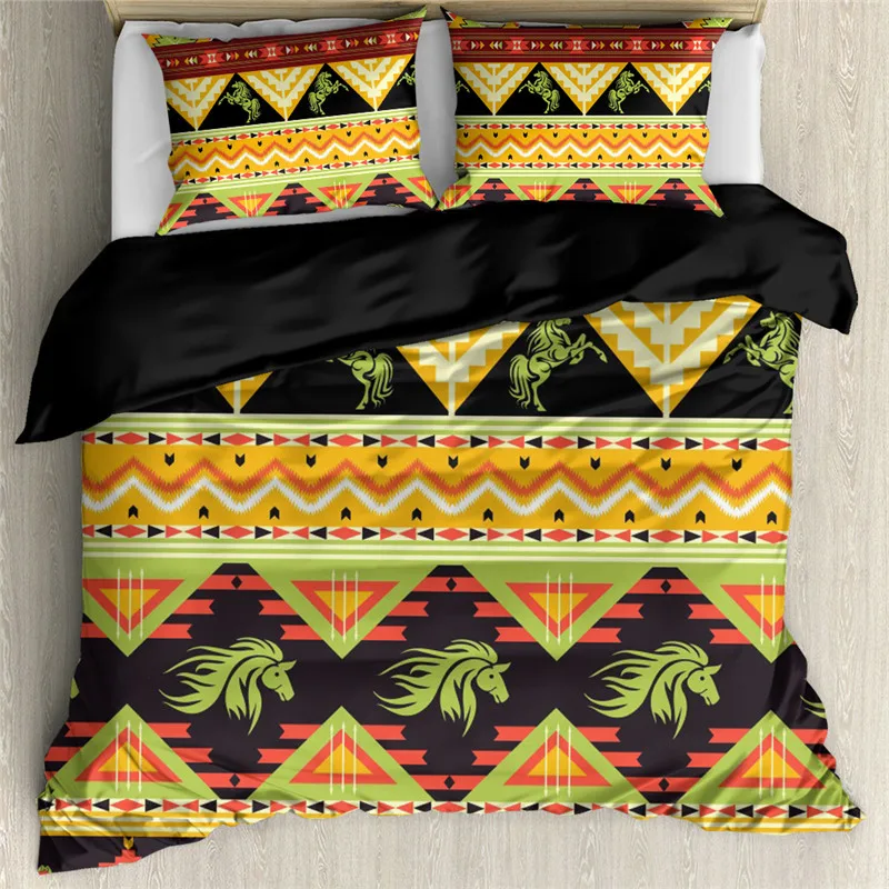 

Modern Bedding Set King Size Soft Duvet Cove Retro Ethnic Tribal Style Quilt Cover for Adult Kids Home Textiles with Pillowcase