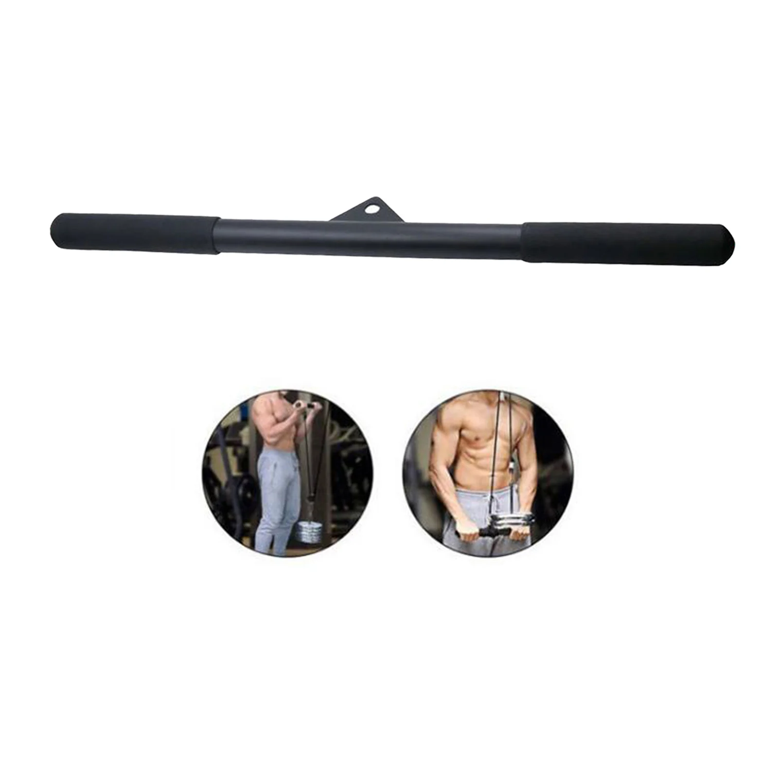 

Fitness Tricep Press Down Bar Attachment with Rotation Rubber Handle Pulley