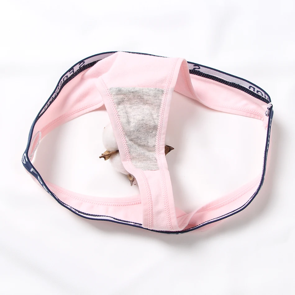 Трусики женские хлопковые бесшовные пикантное нижнее белье стринги однотонные