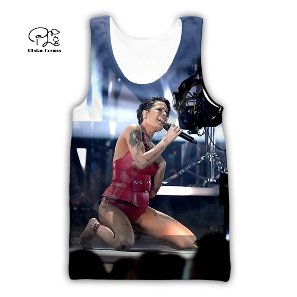 

PLstar Cosmos 3D Print Funny Singer Star Halsey Cute Short Popular Harajuku Streetwea Sleeve Vest Tank Top Casual Unisex-a1