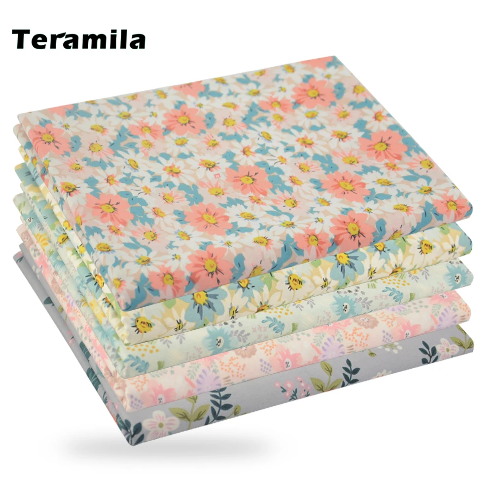 Teramila Подсолнух цветочный принт тканая саржа 100% хлопок ткань ручной работы ткани