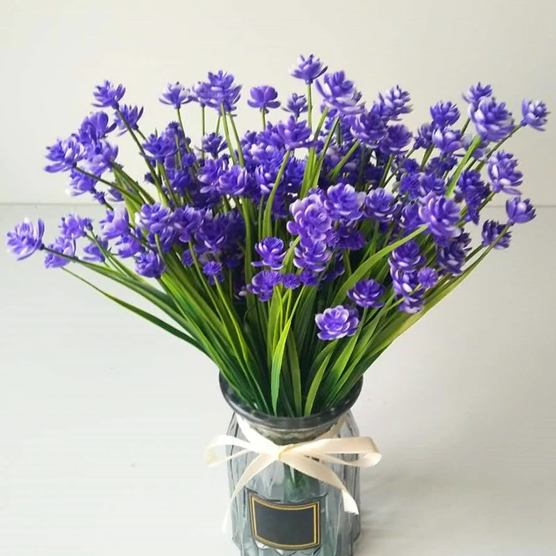 

20 Bunches of Artificial Flowers for Outdoor Decoration Shrub Fake Flowers, Outdoor Garden Decoration (Purple)