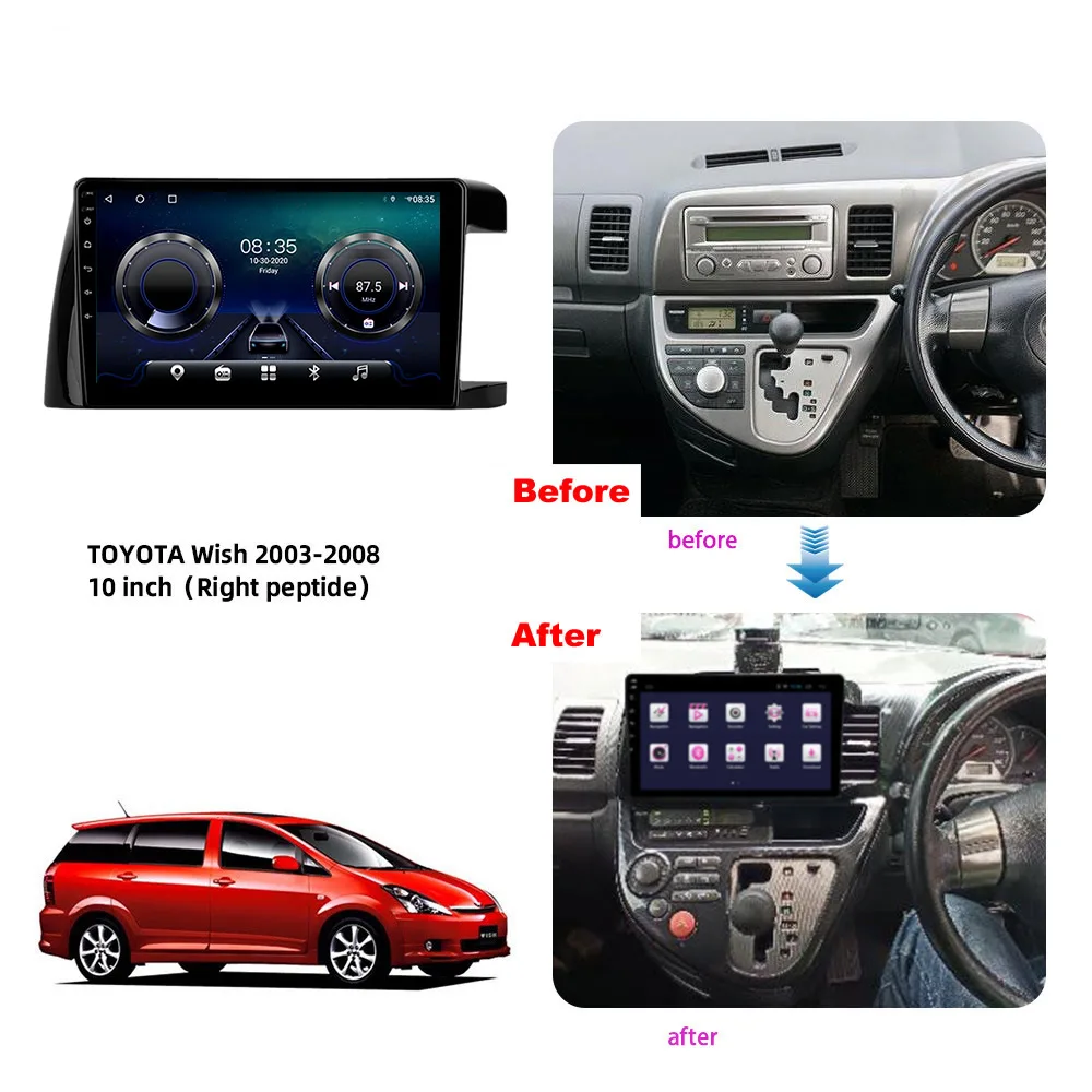 10 'ɺndroid TOYOTA-Wish 2003-2008 RHD автомобильное радио мультимедиа GPS-навигация навигатор