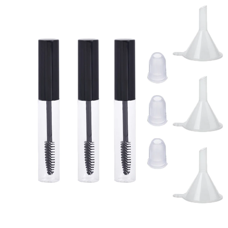 

MUB 3 шт., 10 мл, черная крышка, пустой контейнер для ресниц, флакон с вилкой, многоразовая портативная бутылка, аксессуары для макияжа