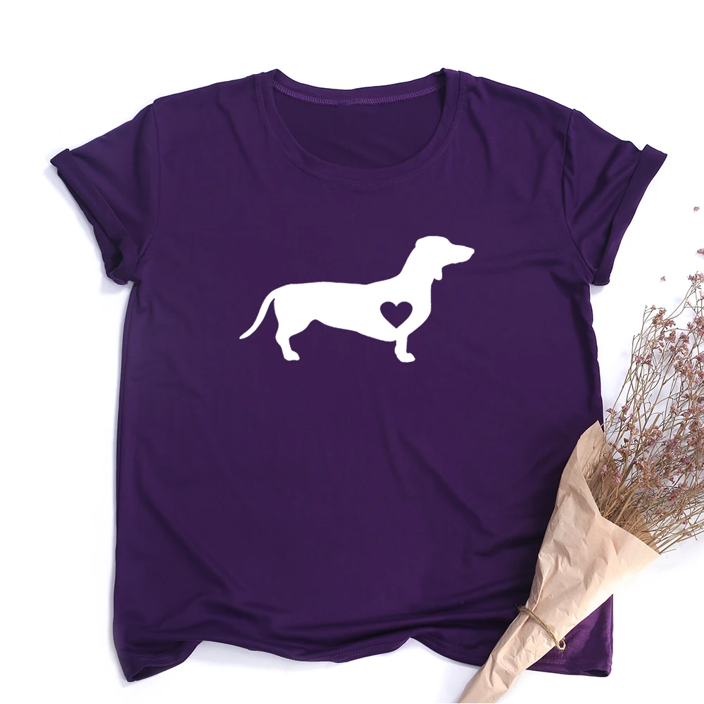 

Dachshund Dog Print Women T-Shirt Dog Mom Life Streetwear Tumblr Female Causal Graphic Tees Harajuku Tops Aesthetic Camisetas