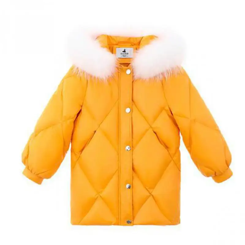 

Winter Kids Hooded Long Down Jackets For Girls Fashion Sports White Duck Down Snowsuit Children Light Down Overcoats Coats