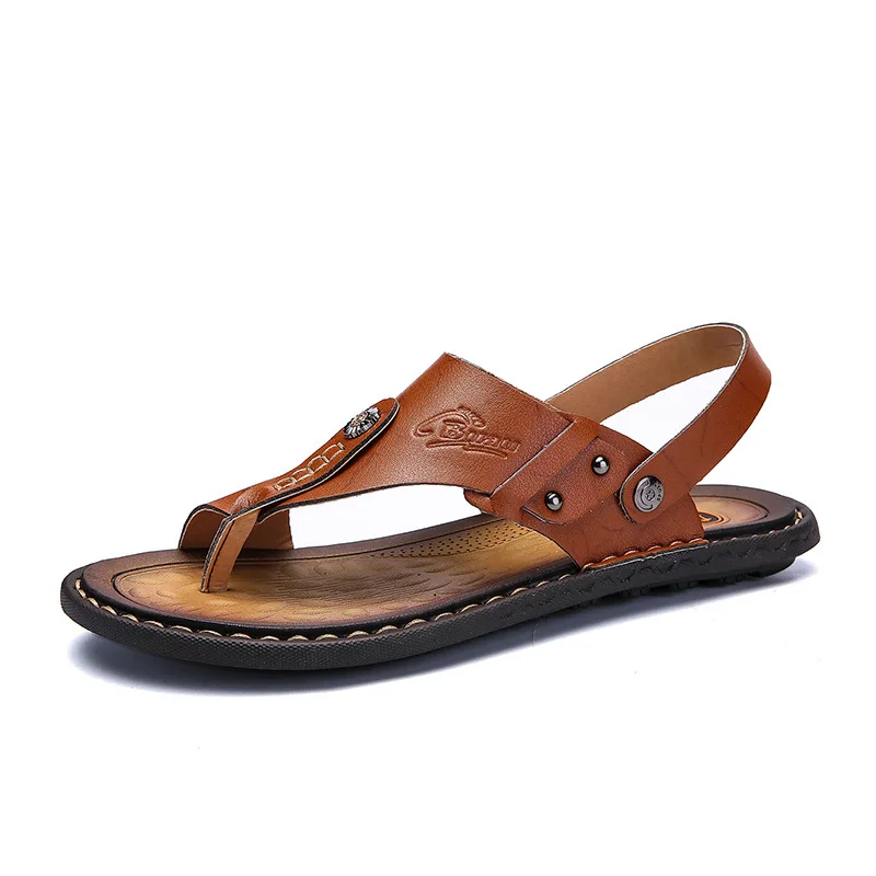 2021 Summer Shoes Men Beach Slippers Flat Casual Fashion Brand Flip Flops Black Blue KA3515 | Обувь