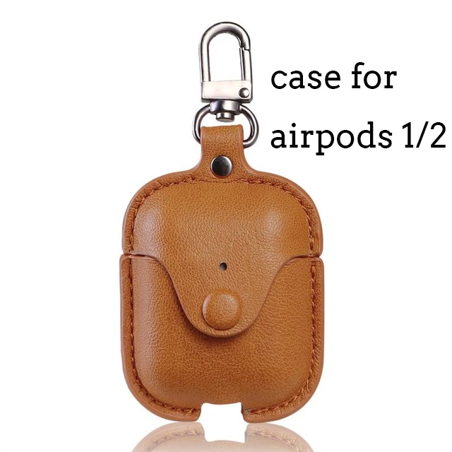 Роскошный мягкий чехол для Apple Airpods, аксессуары, роскошный кожаный чехол для AirPods 2 pro, наушники 3, черный чехол с брелоком - Цвет: Brown for 1 2