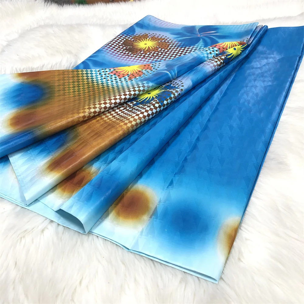 

New 4 Yards Pattern Printing Quality Bazin Riche Fabric Fashion Waterproof Width160CM 100% Cotton With Perfume Clothing Material
