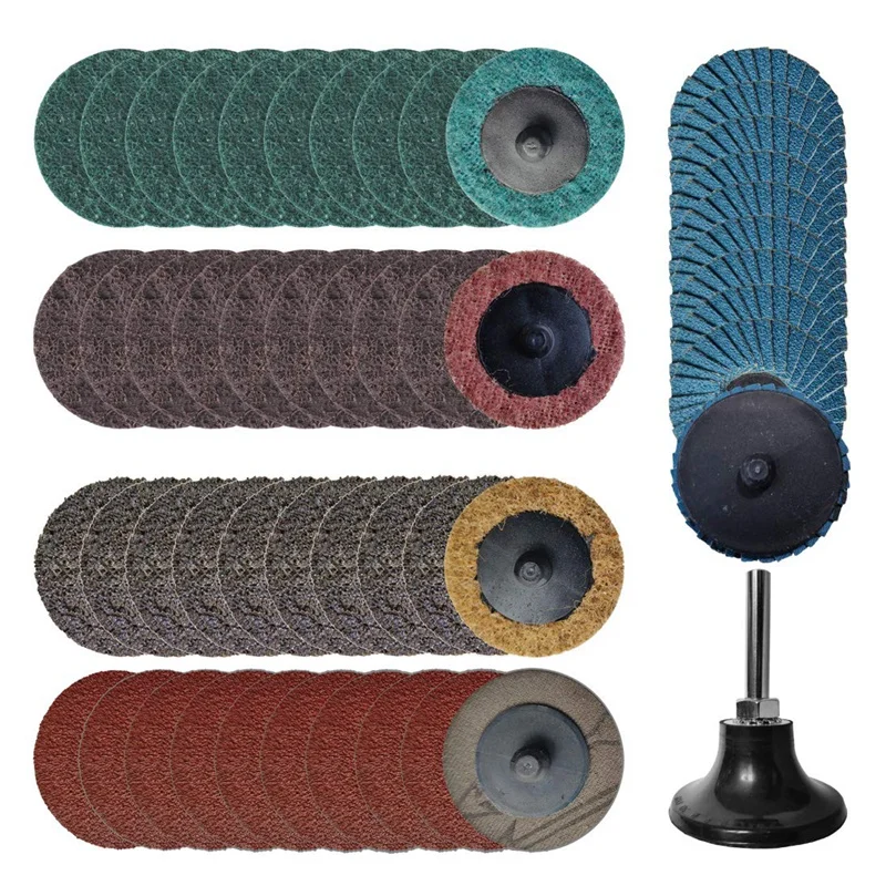 

Set of 50 Sanding Discs, 2 Inch Roll Lock Disc, with 1/4 Inch Bracket, Used for Mold Grinder Stripping Polishing Burrs