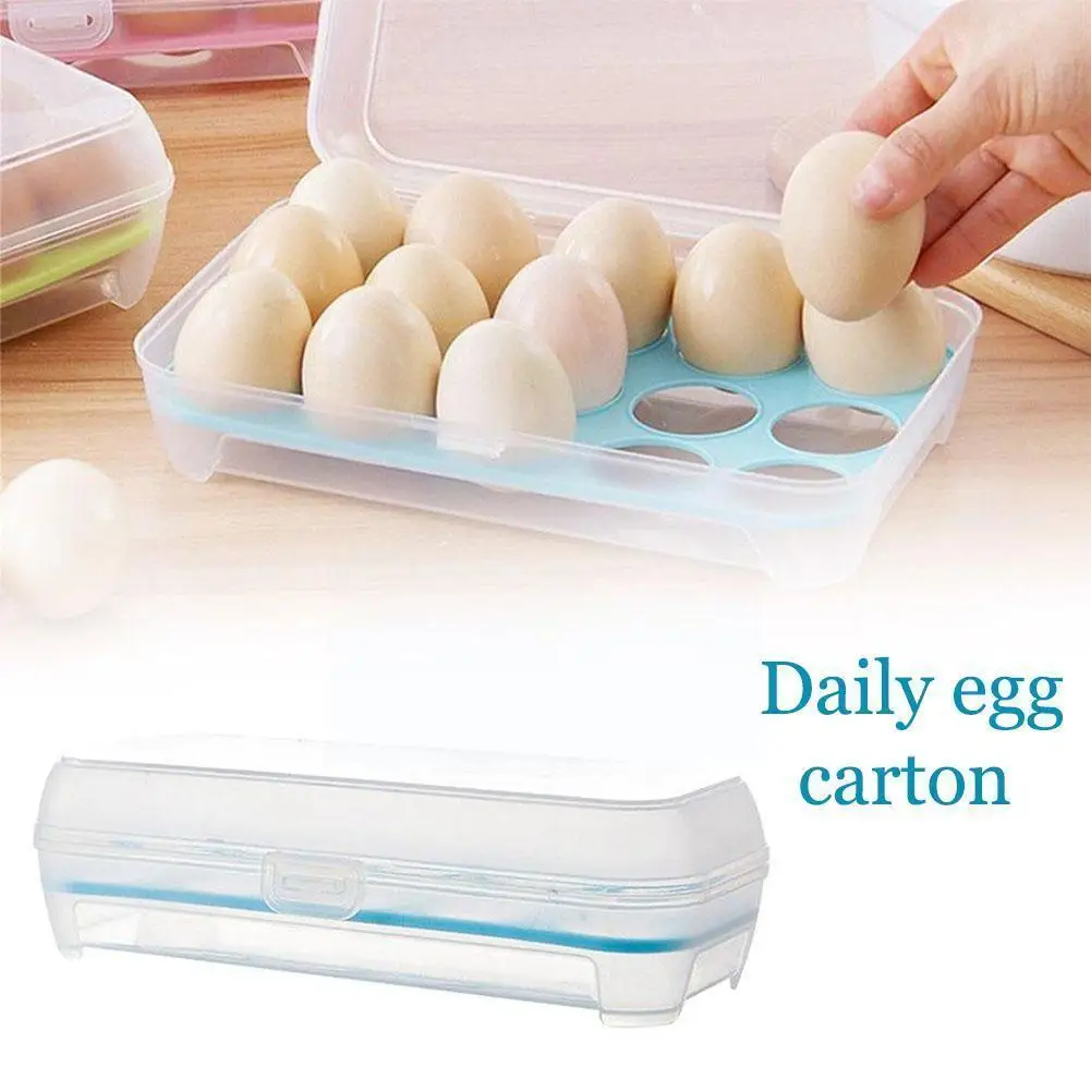 

15 Holes Egg Tray Holder Portable Egg Storage Box Fridge Storage Home Dispenser Storage Egg Clear Box Box Container Sharpen R9d6