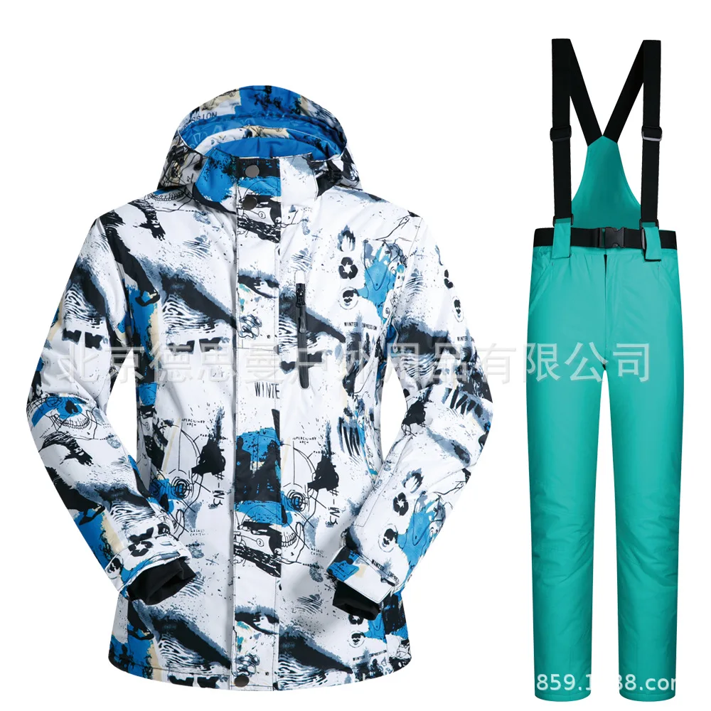 

Winter Jacket Men Ski Suit Men's Suit Veneer Waterproof Windproof Warmth Ink Painting Printing Coats for Men