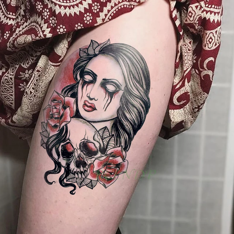 

Waterproof Temporary Tattoo Sticker flower skull rose tatto flash tatoo fake tattoos for kids men women