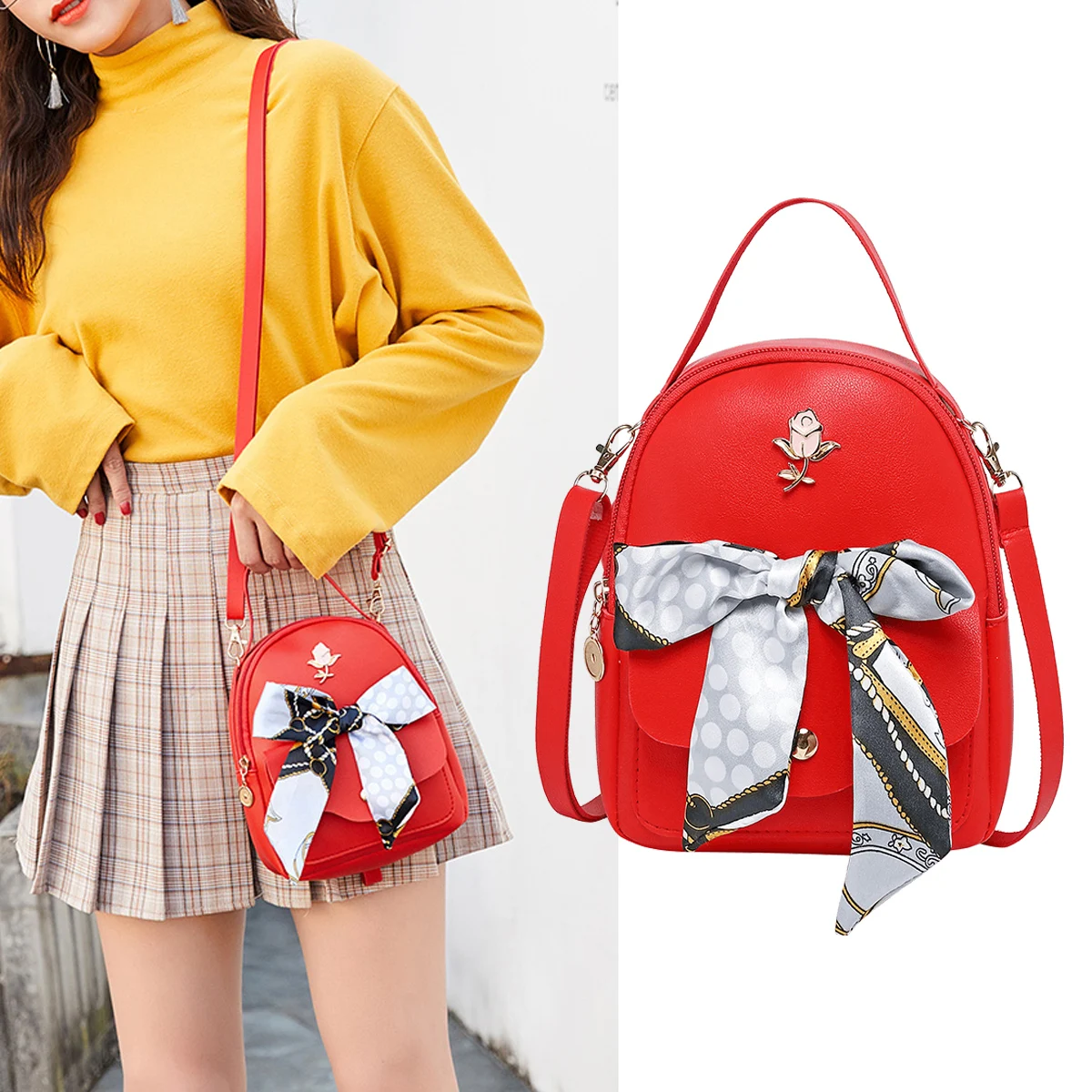 Мини рюкзак для женщин сумка через плечо из искусственной кожи девочек