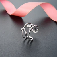 s925 sterling silver fashion simple style opening adjustable ring star shape ring personalized index finger tail ring