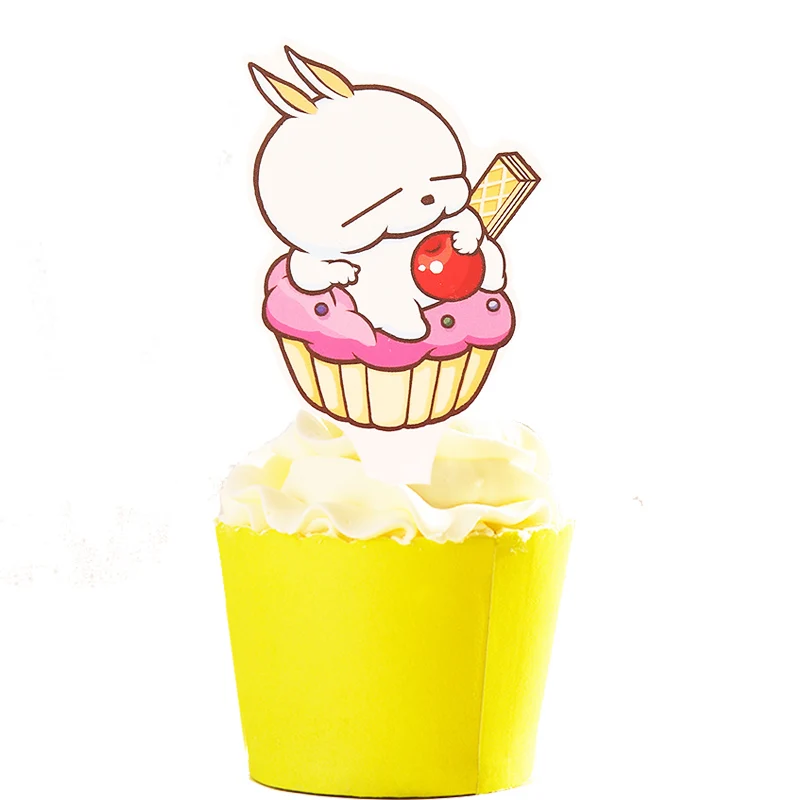 50 шт. милые кролики клубника бумажный кекс Топпер на день рождения Свадебная