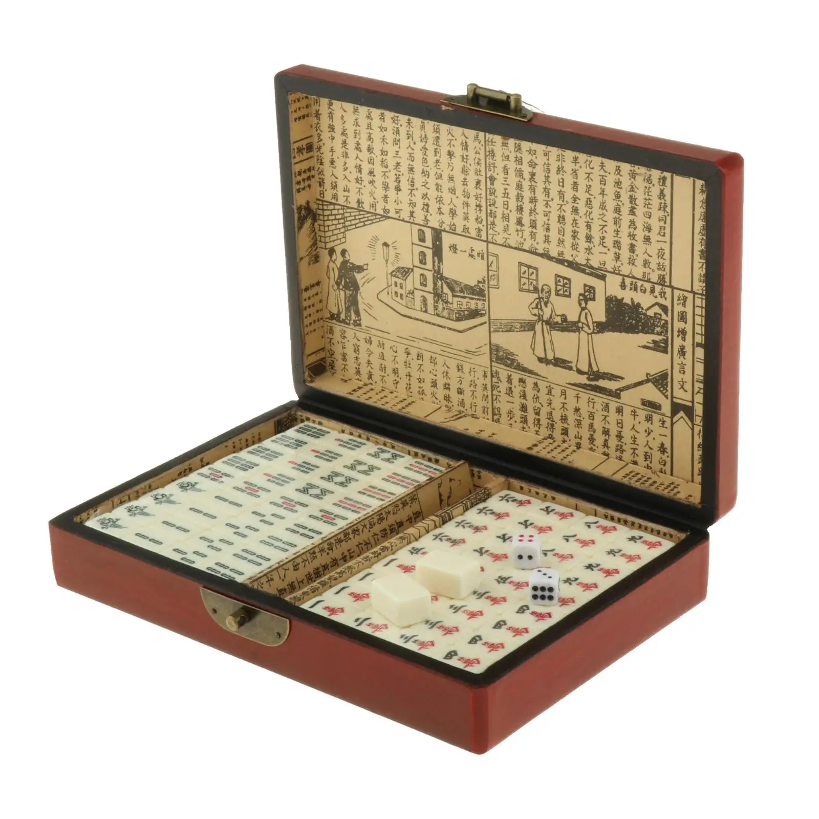 

Mahjong Set with Box / Mini Mah Jongg Game Set for Entertainment, Enhancing Brain Activity - Small Game Pieces for Travel Size