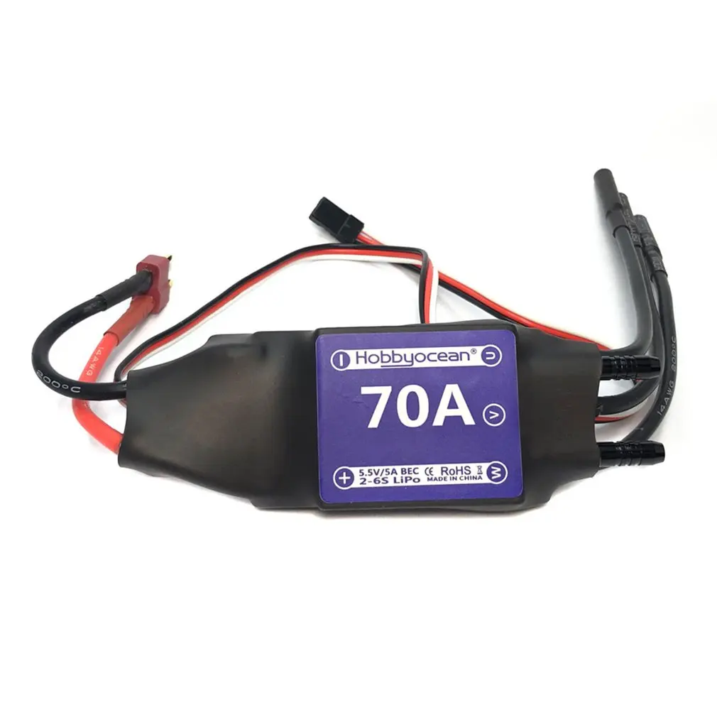 

Лодка с дистанционным управлением ESC Hobbyocean TigerShark 70A Бесщеточный Регулятор скорости ESC совместимый с 2-6S Lipo BEC 5,5 V / 5A