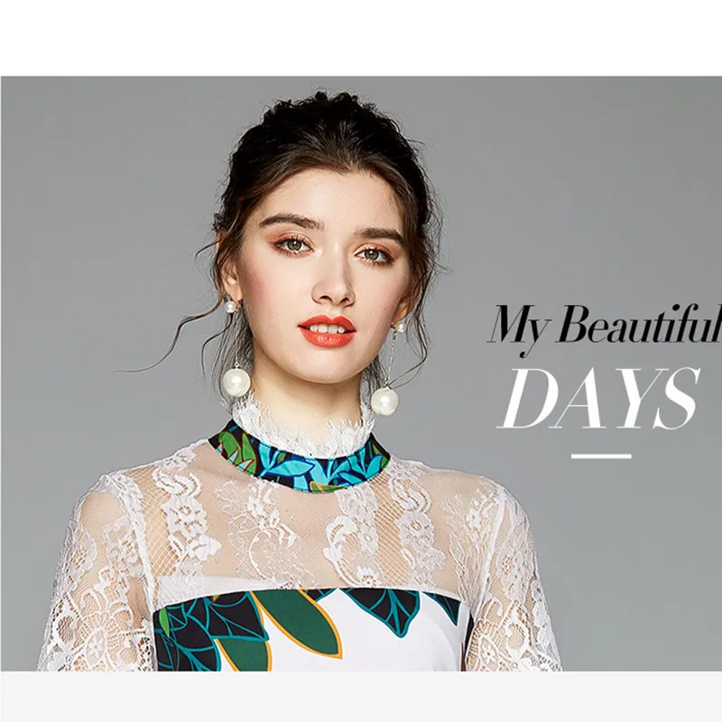 Женское кружевное платье с оборками на воротнике дизайнерское подиумное