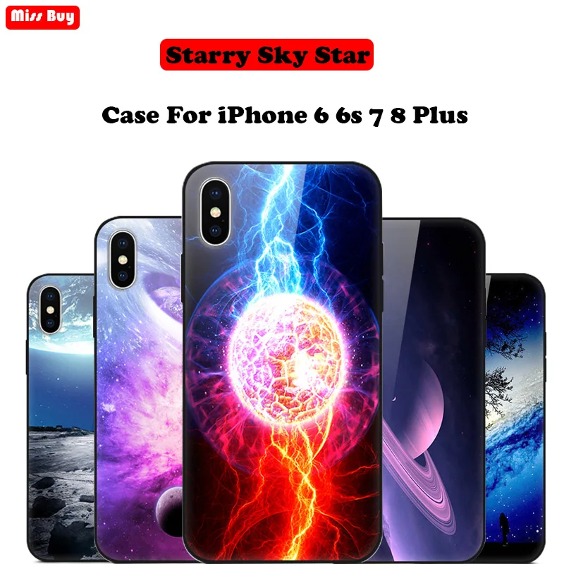 Чехол для iPhone 6 6s Plus чехол из закаленного стекла 7 8 X XS XR Xs Max звездное небо звезды