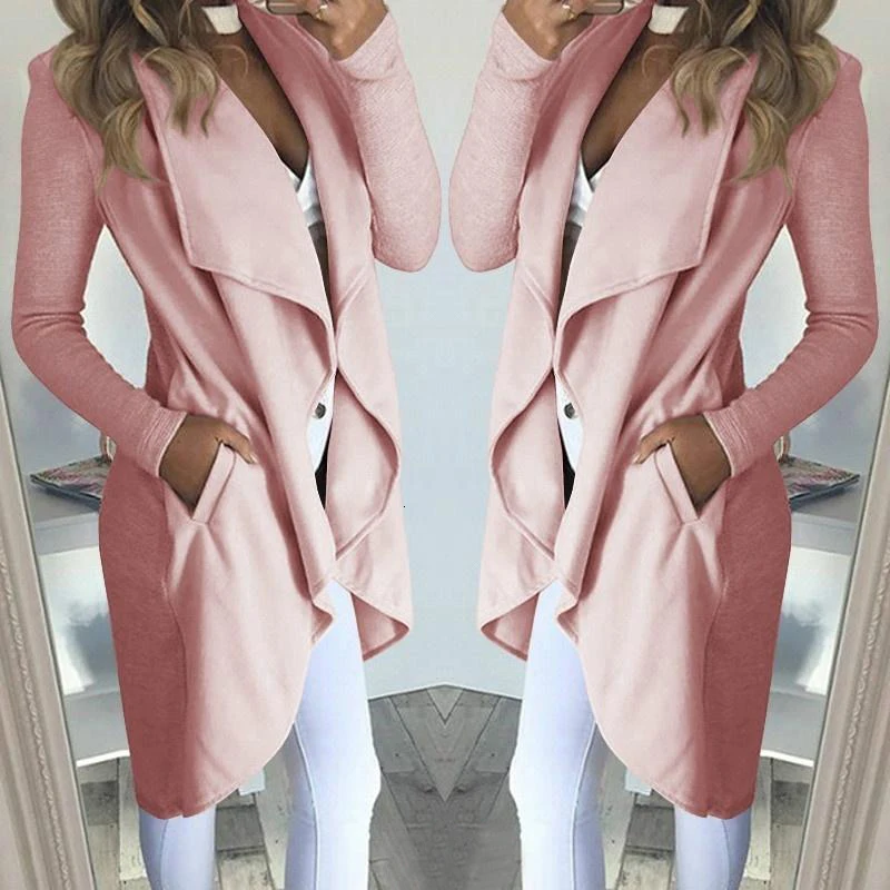 Новый кардиган Тренч для женщин плюс размер 4xl длинный рукав воротник с лацканами