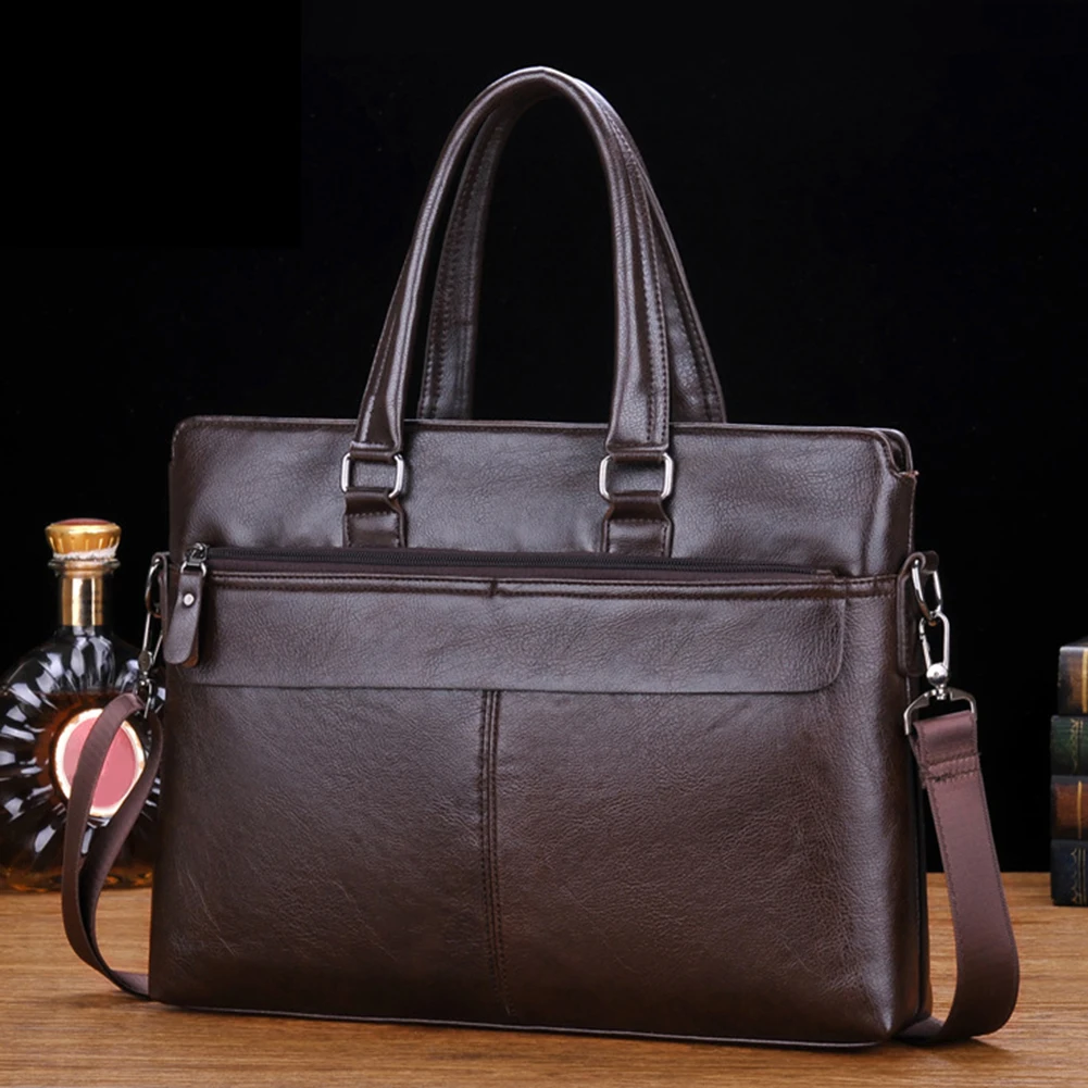 Сумки для мужчин бизнес сплошной цвет Tote Портфель искусственная кожа Сумка через плечо