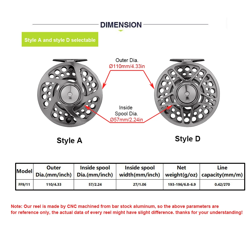 

9/11 4.33" 3BB PRECISION MACHINED fly reel from BAR-STOCK ALUMINUM LEFT/RIGHT hand retrieve fly fishing reel w/ INCOMING CLICK