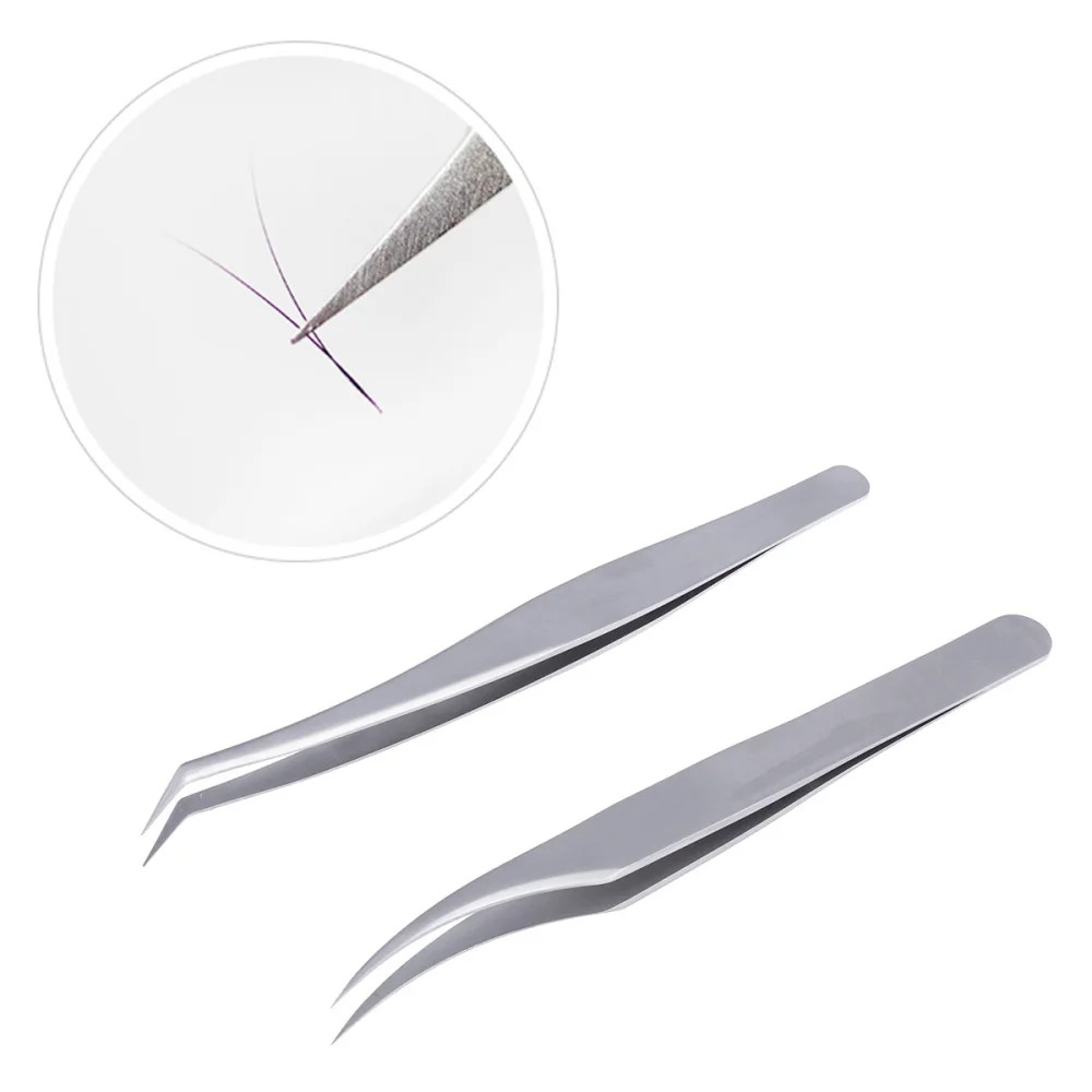 

2pcs Grafting Fake Eyelashes Tweezers Applicator Makeup Tools Stainless Steel High Precision Special Tweezers
