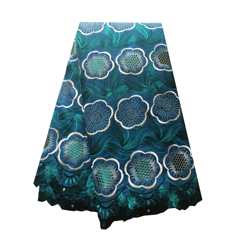 Африканская небесно-голубая белая кружевная ткань французская с камнями для