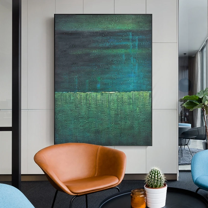 

Abstract Hand Painted Textured Oil Painting Green On Canvas Wall Art Pictures For Living Room Home Decorative Paintings Unframed