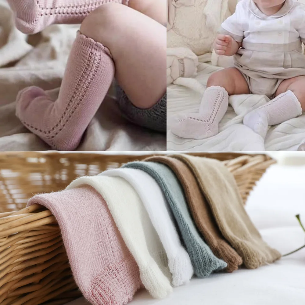 

Cotton Newborn Baby Knee Socks White Boys Girls Elegance Baby Socks Long Tube Kids Children Knee High