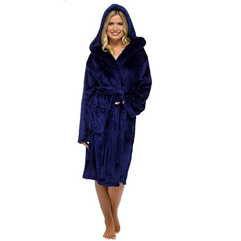 

Ladies Bath Robe Warmer Gown Hooded Fleece Fluffy Soft Nightwear Womens Dressing