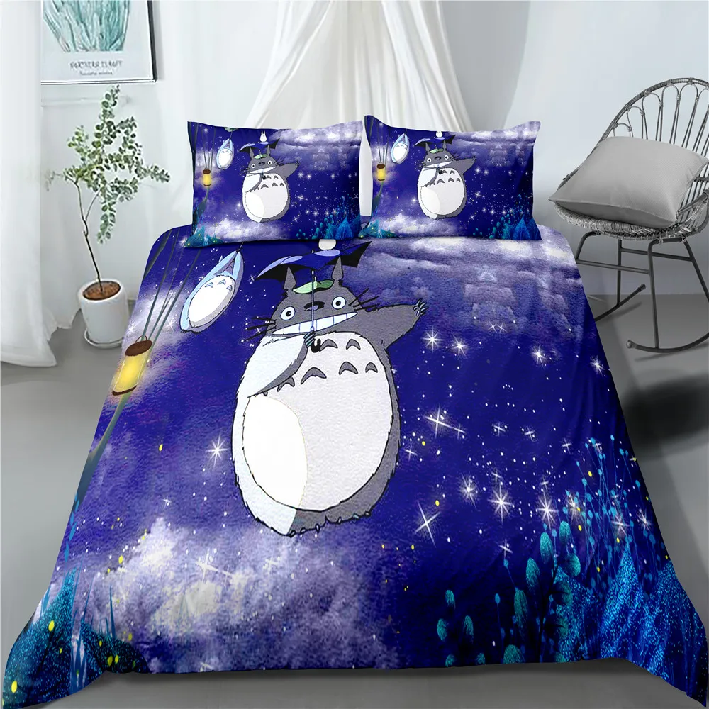 

3D printing Japanese cartoon anime bedding set, super comfortable texture, quilt cover, pillowcase, sheet, warm color style