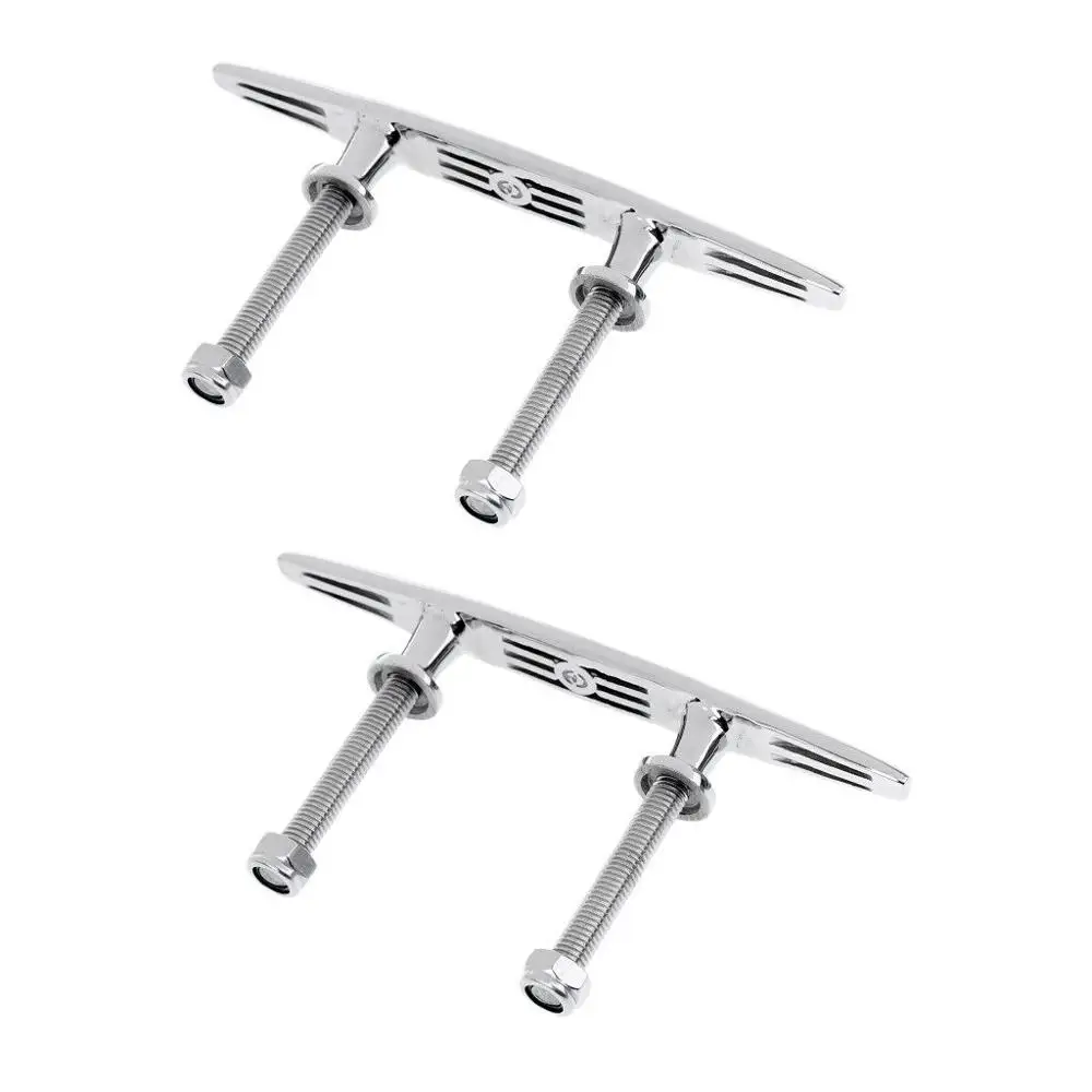 

2 Pcs Boat Marine 316 Stainless Steel Polished Stud Mount Cleat 8 ''