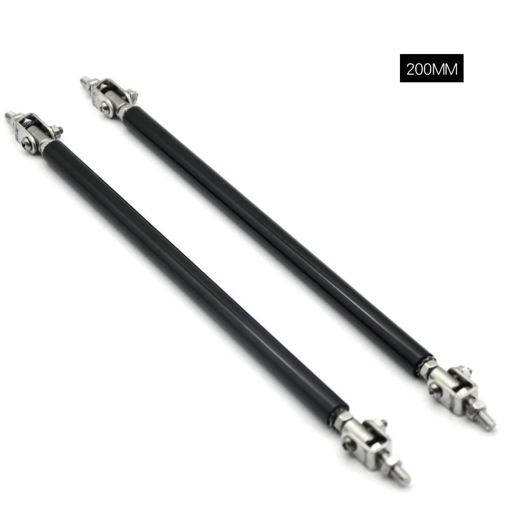 200mm Black DepoTuning Универсальная регулируемая 75 мм/100 мм/150 мм/200 мм 4 цвета гоночный передний бампер для губ разделительная штанга стойка галстук бар комплект для обслуживания - Цвет: 200mm Black