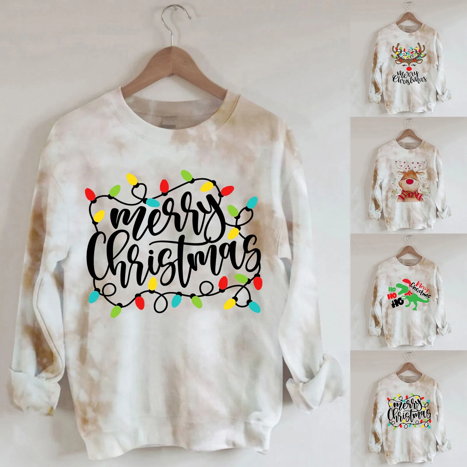 

Счастливого Рождества женские толстовки с длинным рукавом с буквенным принтом пуловер топы Харадзюку для девочек подростков мультфильм ул...