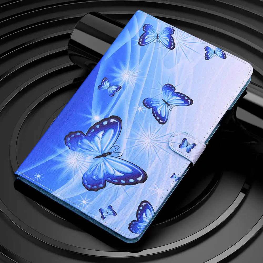 Чехол для планшета с рисунком для Samsung Galaxy Tab A7 Lite 8,7 SM-T220 T225 2021, модный кожаный чехол с 3D рисунком бабочки и подставкой