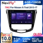 Автомобильный мультимедийный плеер NaviFly Android 10, DVD-радио для Nissan X Trail 3 T32 2013 - 2017 Qashqai Carplay 6 ГБ + 128 Гб QLED 1280*720