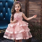 Новое многослойное платье с цветочным узором для маленьких девочек Сетчатое платье-пачка принцессы для девочек от 2 до 12 лет, платье для свадебной вечеринки, дня рождения, детская одежда