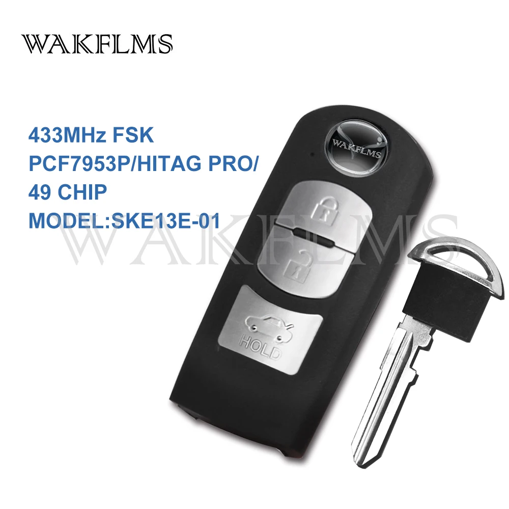 3 кнопки смарт карты дистанционного ключа автомобиля 433 МГц для Mazda (система Mitsubishi)