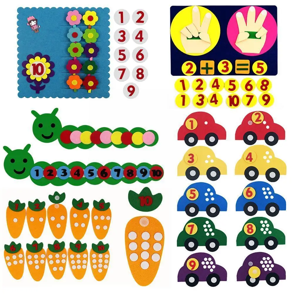 

Kids Handmade Felt Finger Numbers Math Toy Non-woven AIDS Weave Materials Craft Digital Montessori Teaching DIY Handmade F8Q9