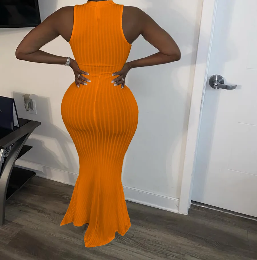 

Fishtail dress fashion hot sale summer long women's clothing solid color rib fabric fishtail dress hot sale hot push