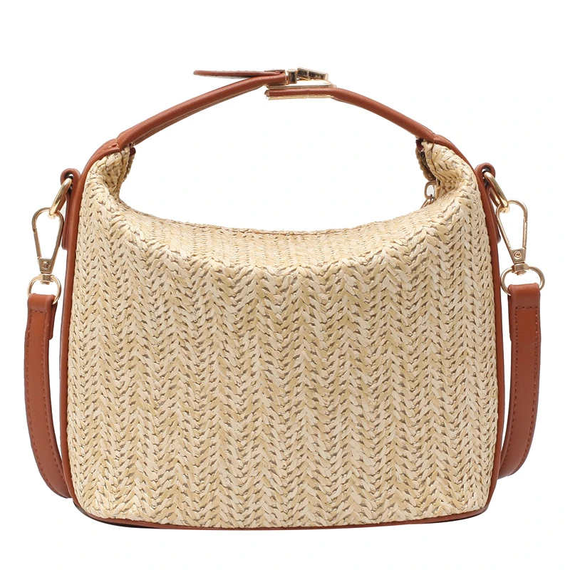 

Ladies Fashion Straw Messenger Bag New Bohemian Knitting Summer Purse And Handbag Vacational All-match Bucket Small Square Bag