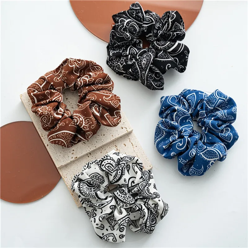 

Vintage Print Pattern Hair Rubber Bands Elastic Hair Ties Ponytail Holders Scrunchies Women Hair Accessories